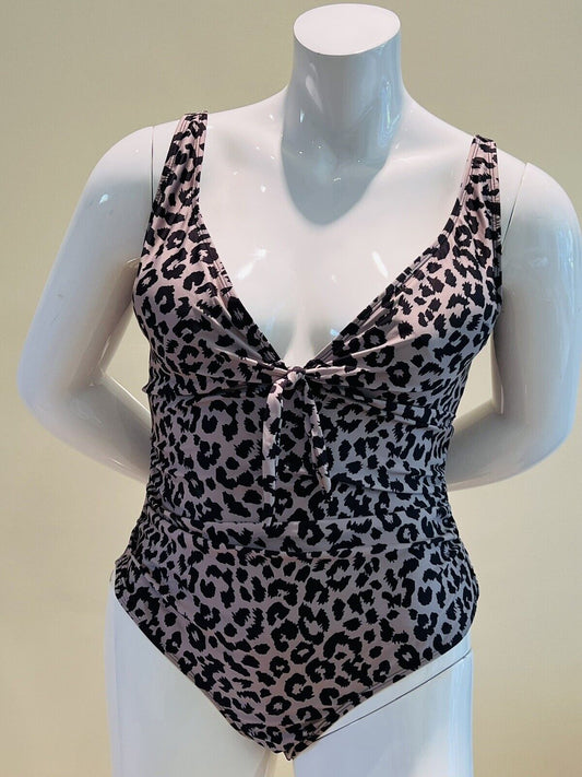 Nicole Miller One Pc Swimsuit Leopard Print Sz 2X