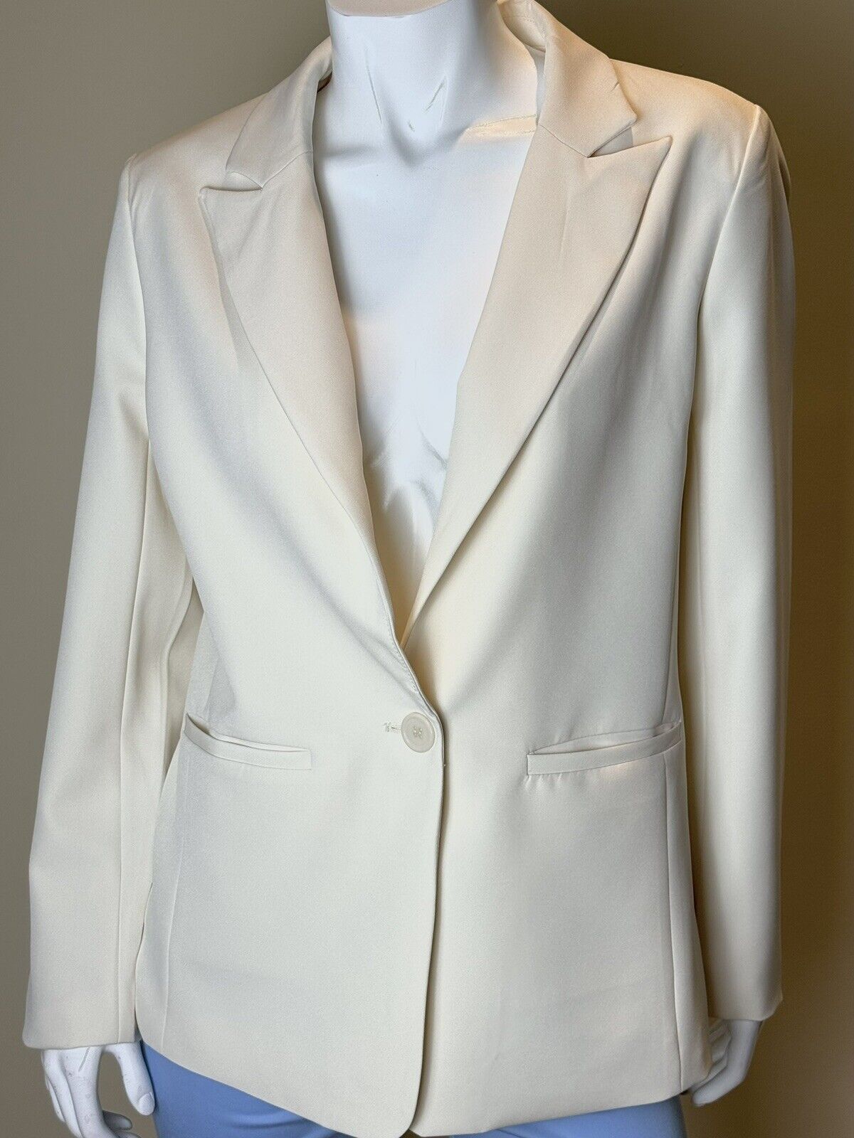 Women’s Beige Blazer Suit Jacket Lined Single Button Front Sz M       (53)