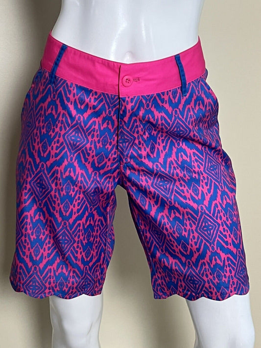 Birdies And Bows Women’s Multicolor Pink Blue Golf Shorts Size 8   —(18)