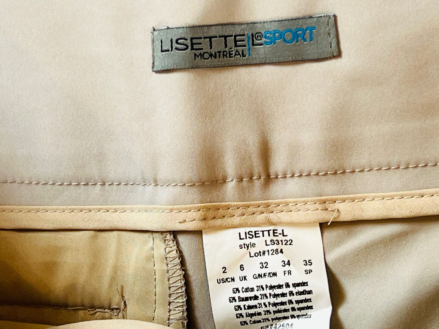 LISETTE L Sport Montreal WOMEN'S Golf Beige SHORTS Sz 2