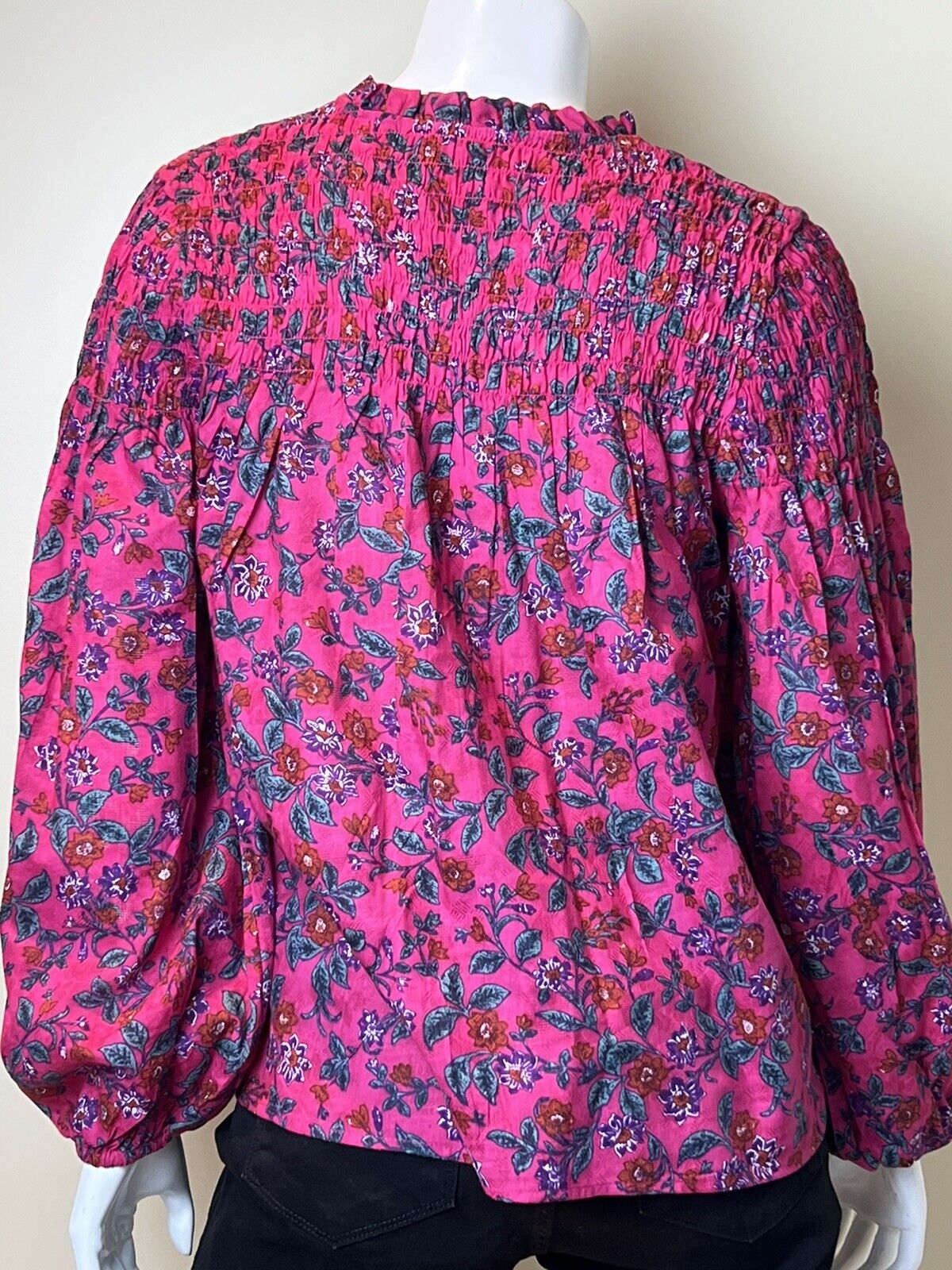 Chelsea & Theodore Women’s Long Sleeve Blouse Pink Fuchsia Floral Size S Top