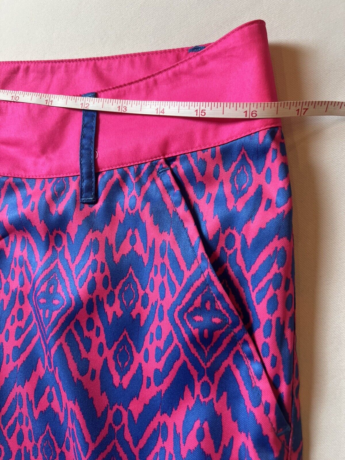 Birdies And Bows Women’s Multicolor Pink Blue Golf Shorts Size 6—(18)