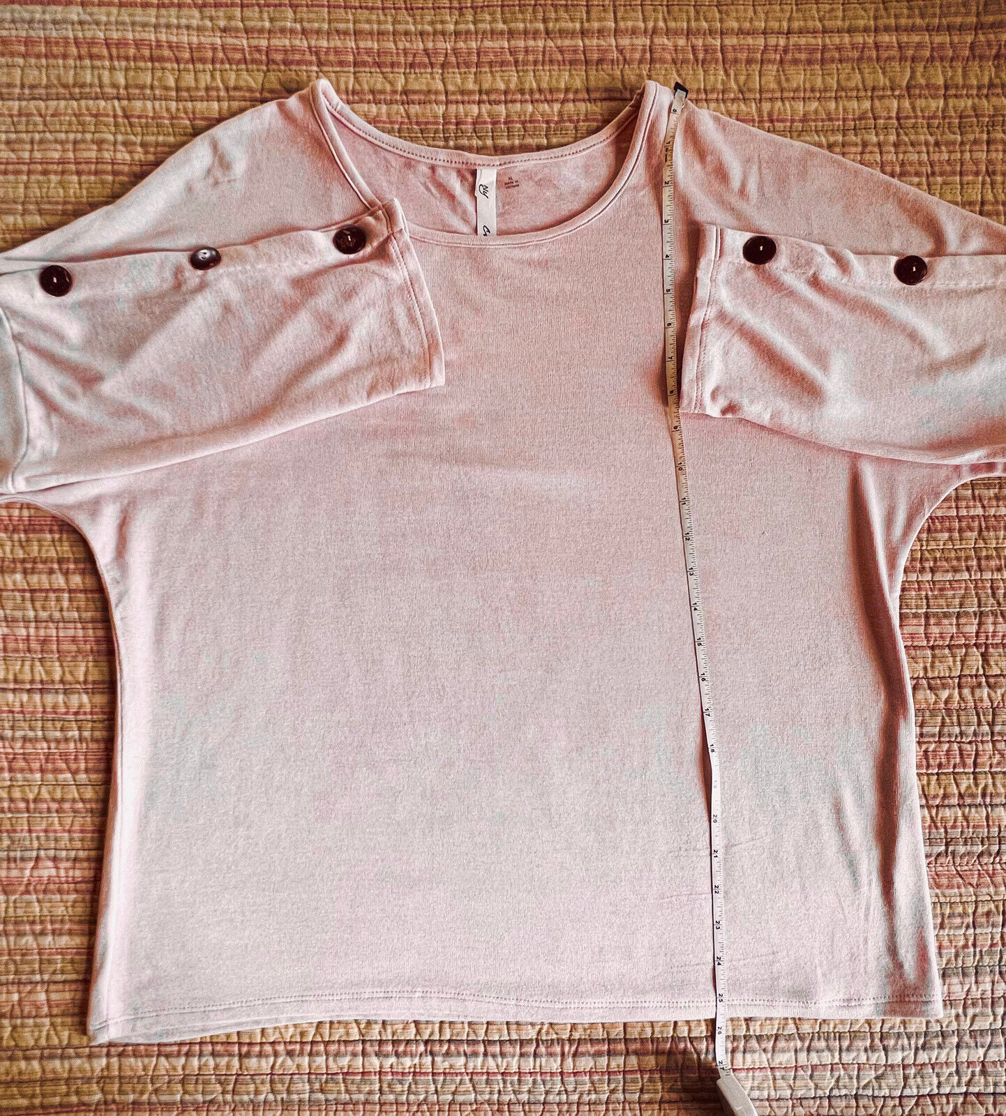 NY Collection Knit Top Size XL Pink Round Neck Blouse