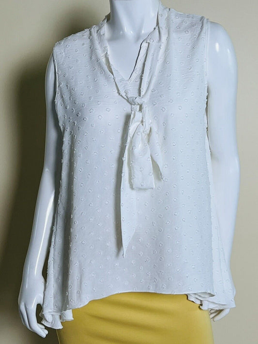 Cha Cha Vente Women’s Top Sleeveless White Blouse Sz L