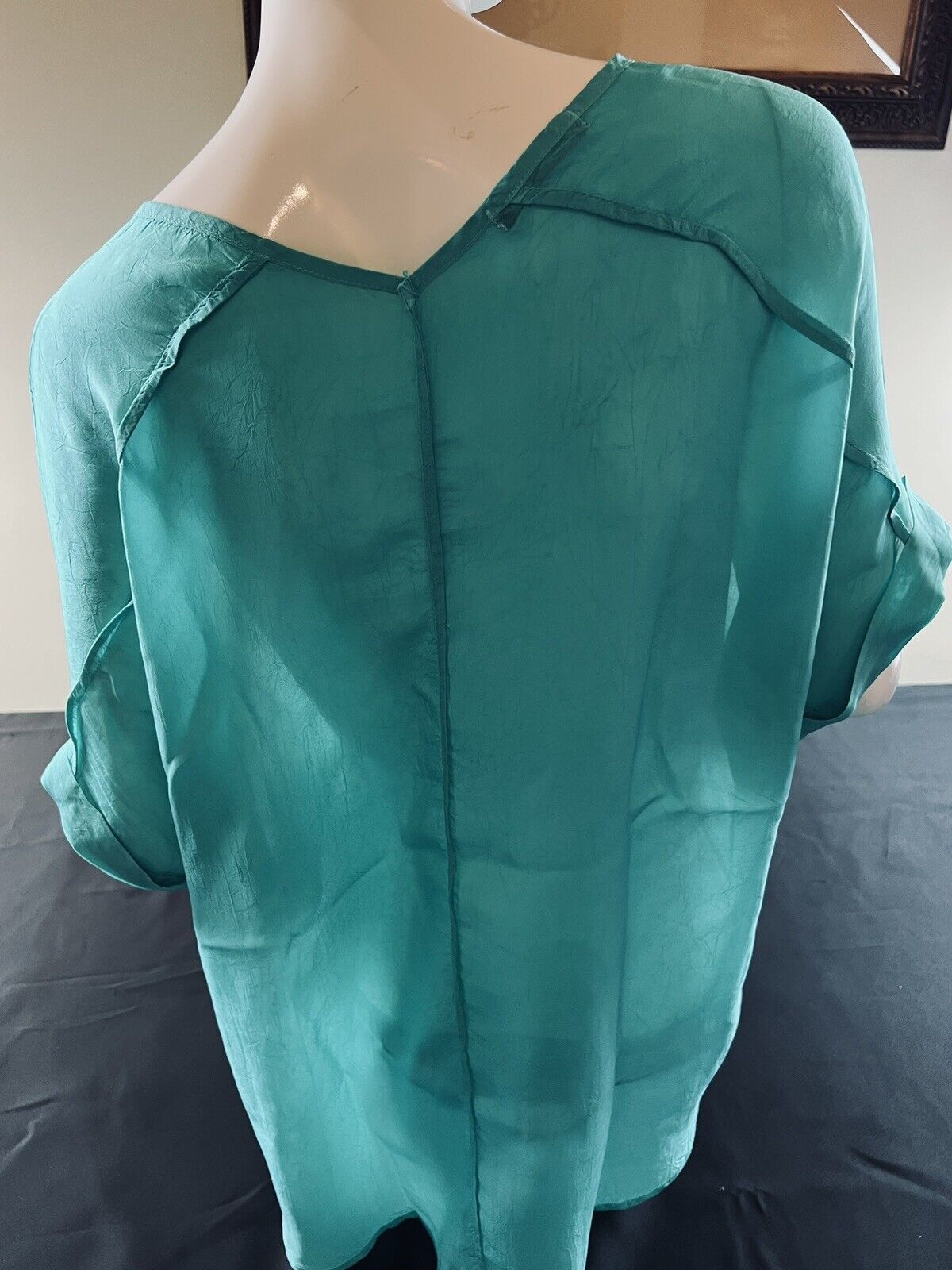 Bashara Lesser Women’s Blouse Sz XS Teal Green Top