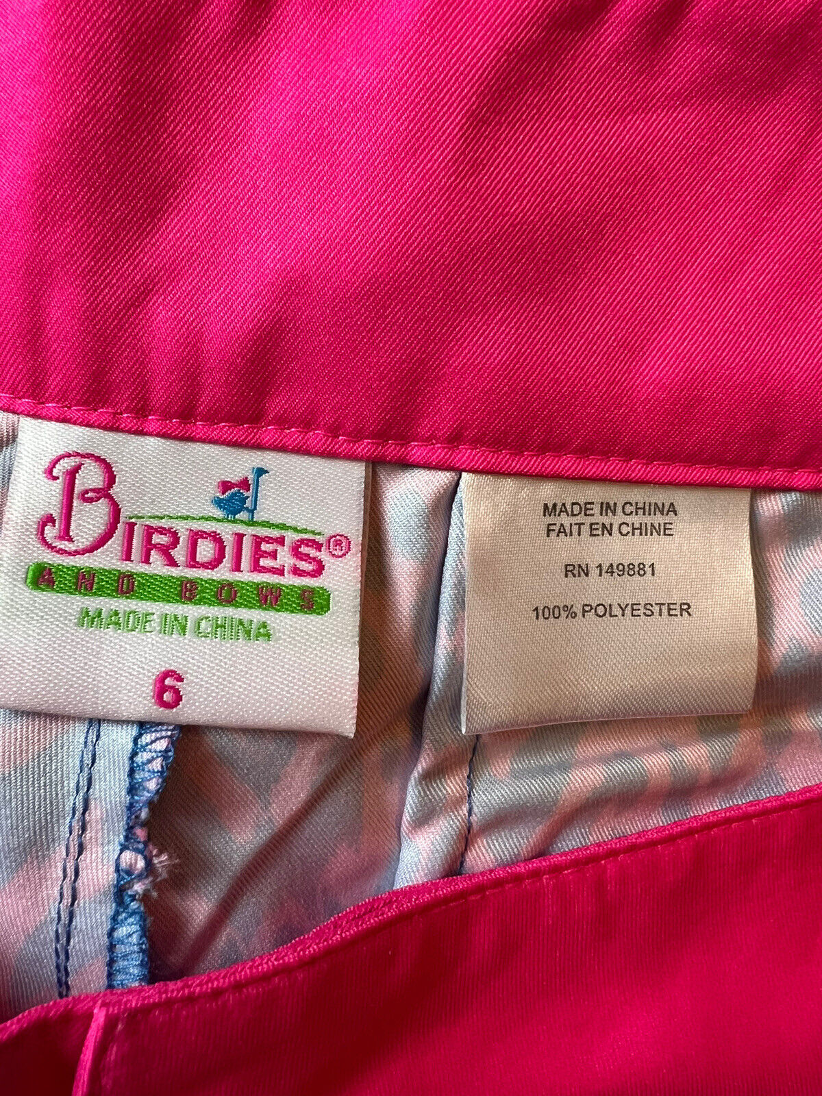 Birdies And Bows Women’s Multicolor Pink Blue Golf Shorts Size 6—(18)