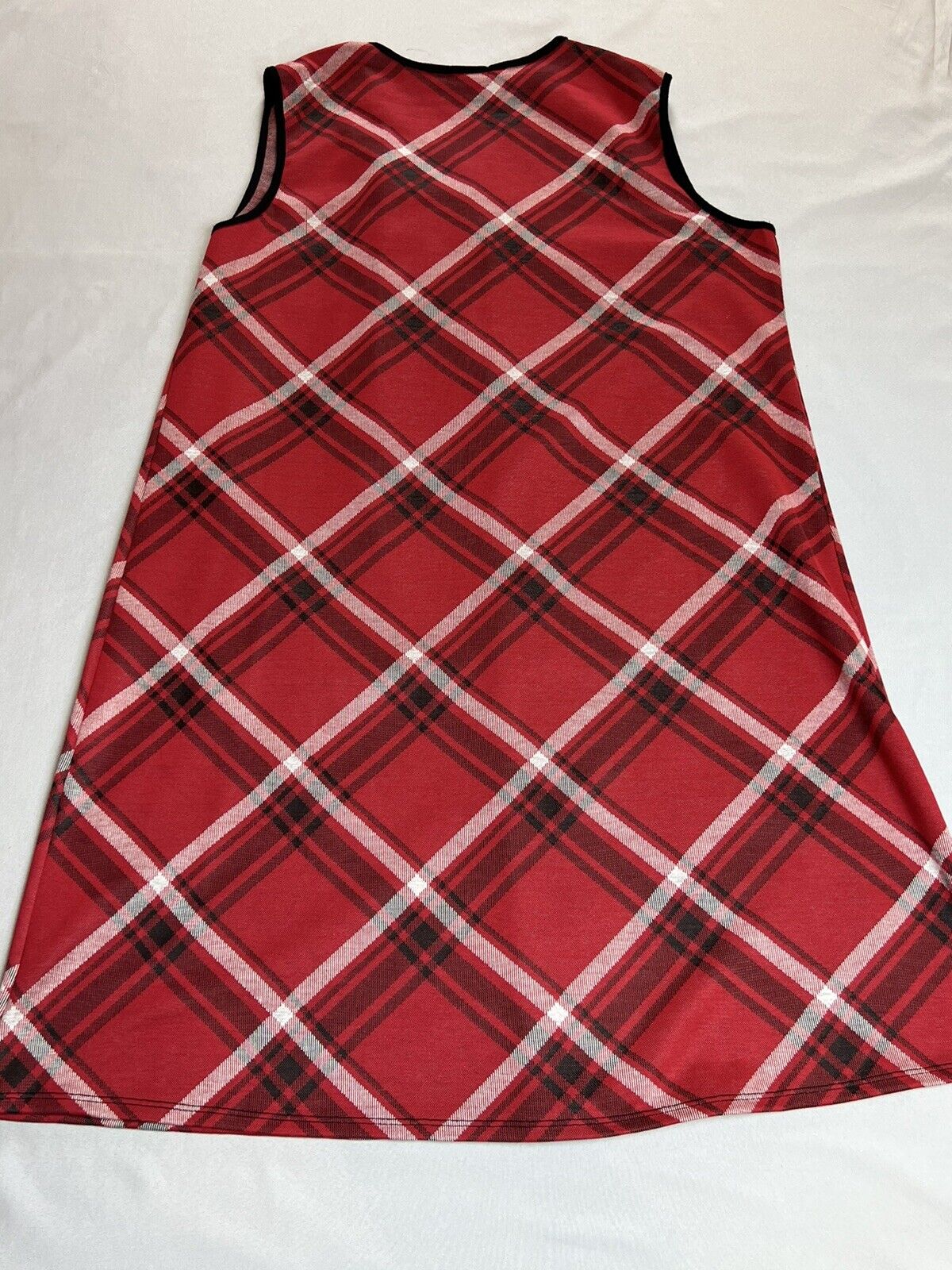 Olivia Blu Long Plaid Open Front Red Vest Sz XL