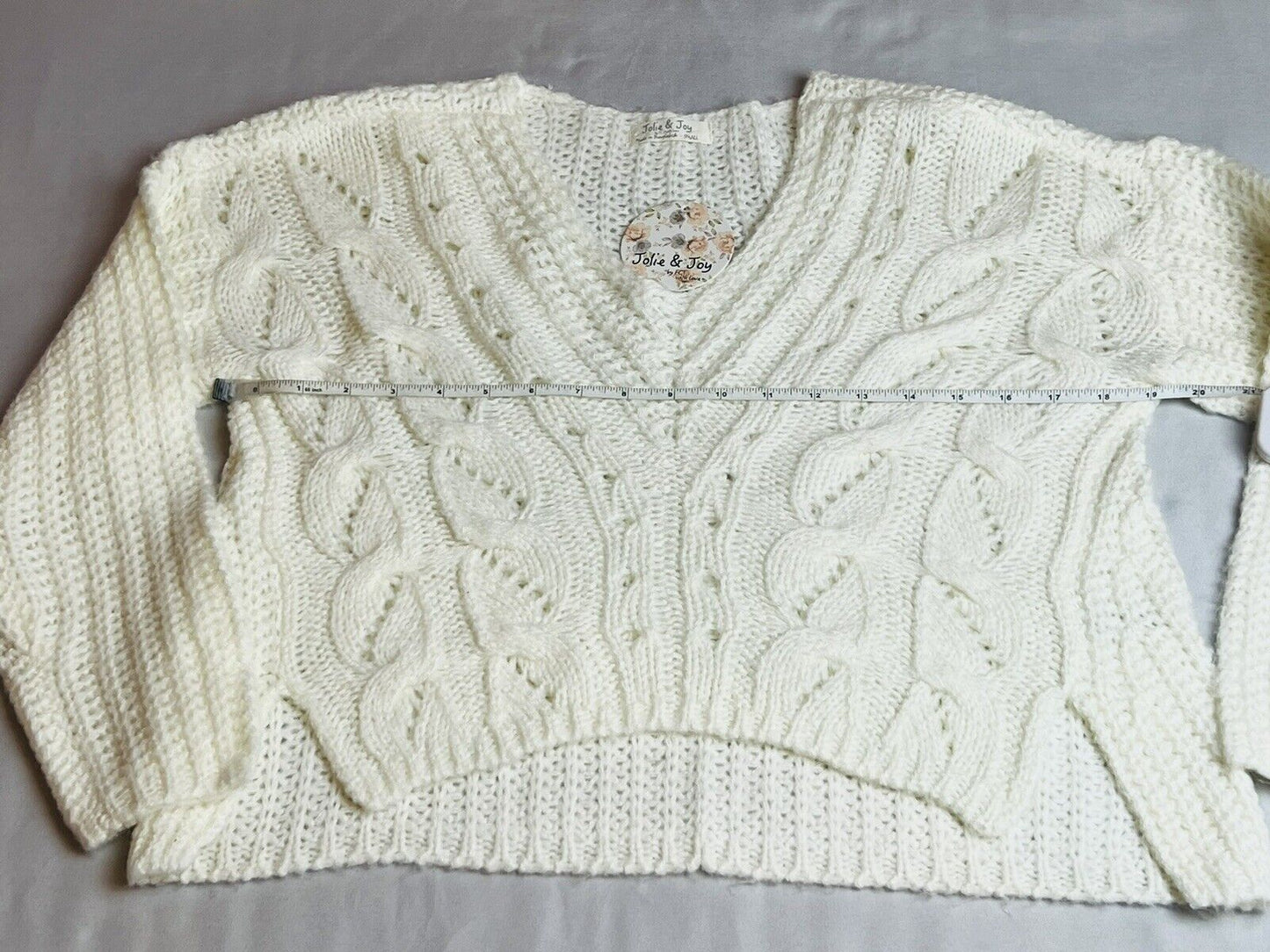 Jolie & Joy Women’s Ivory Knit sweater Sz S NWT