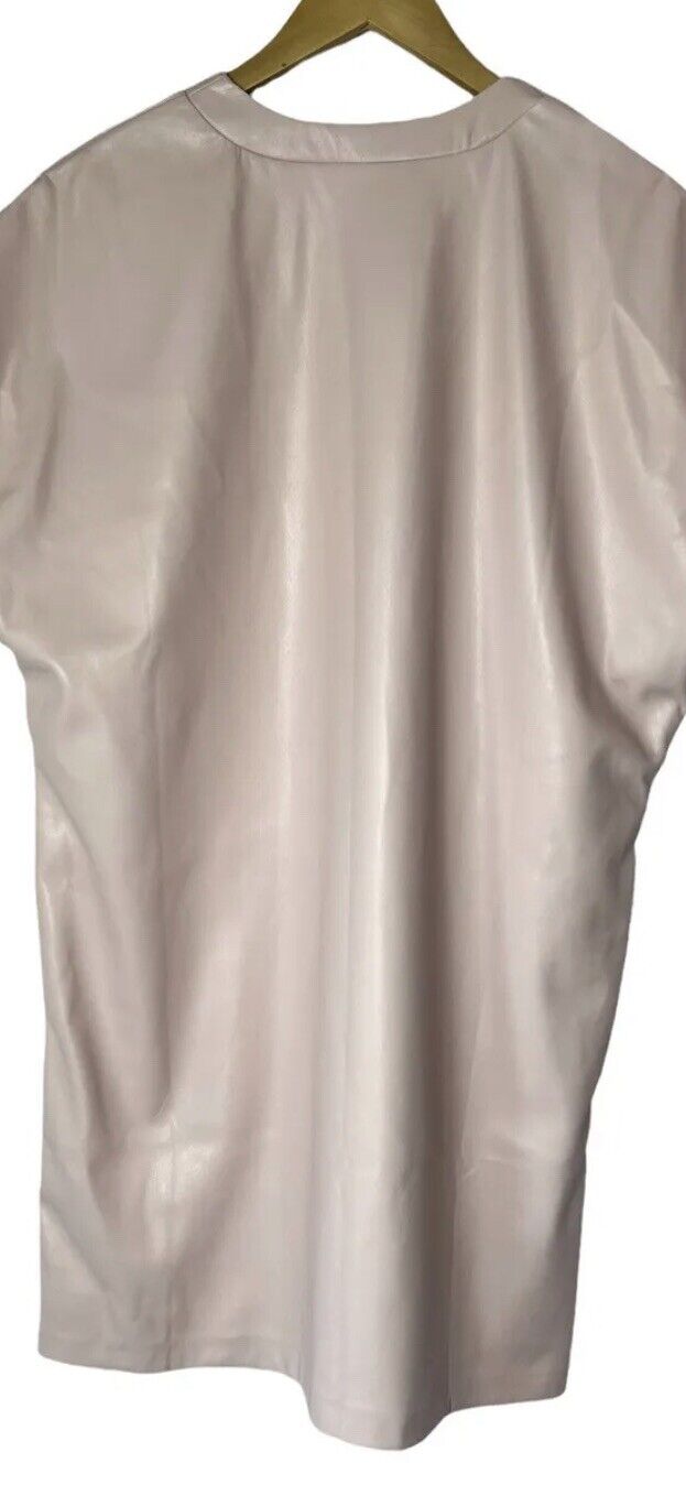 BADGLEY MISCHKA Stretch Vegan Leather Mini Dress Sz M Pink Lilac