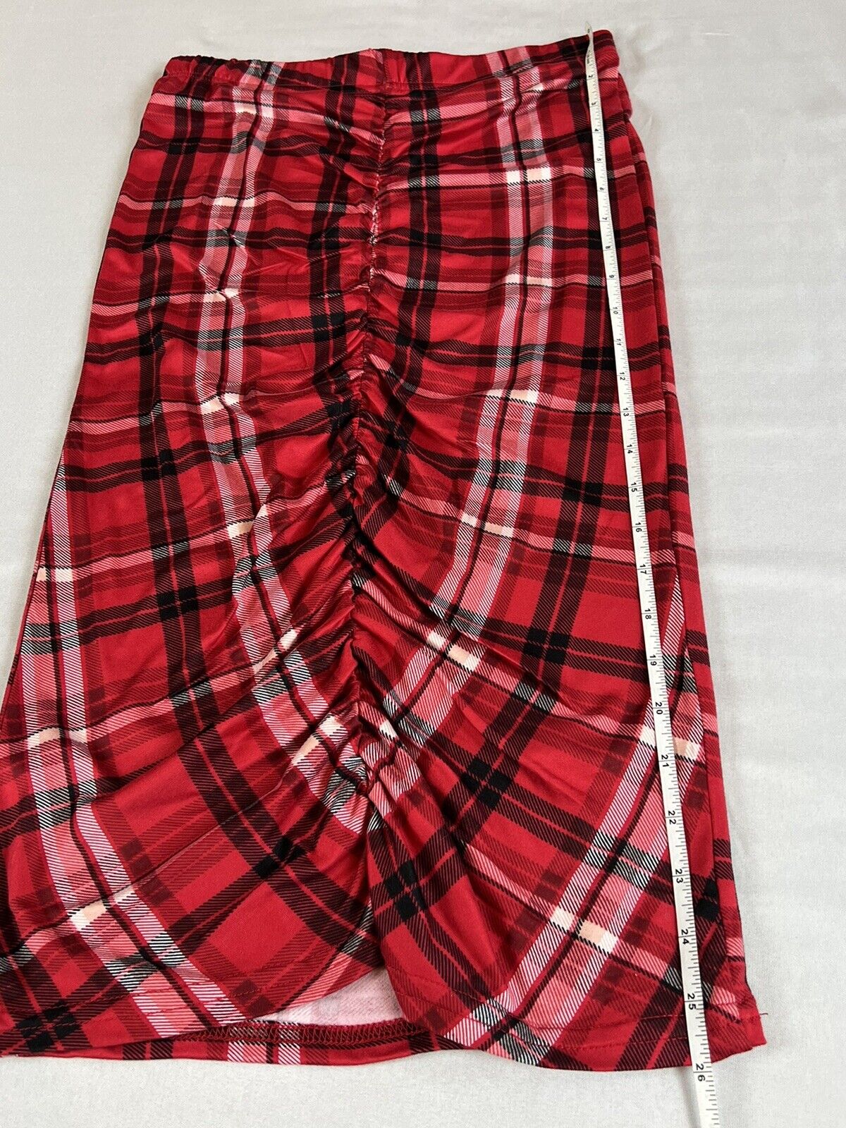 JOLIE & JOY Woman’s Plaid Long Stretch Skirt Sz M Red