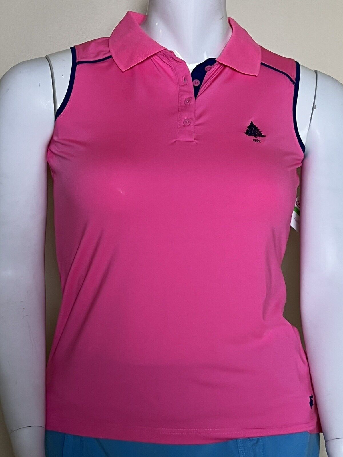 Birdies and Bows Women’s Shirt Pink Golf Performance Polo Top Sz L  (18)