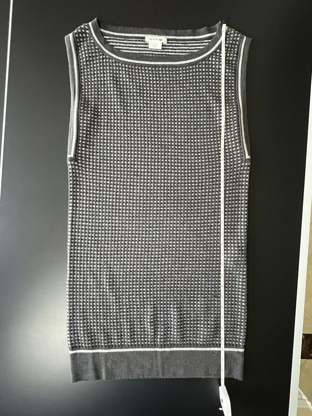 Lacoste Knit Wool Sleeveless Gray Sweater Dress 34 Small