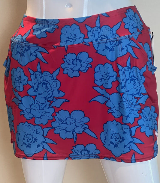 Jofit Women's Skort Skirt Golf Tennis Red Blue prints floral Size XL