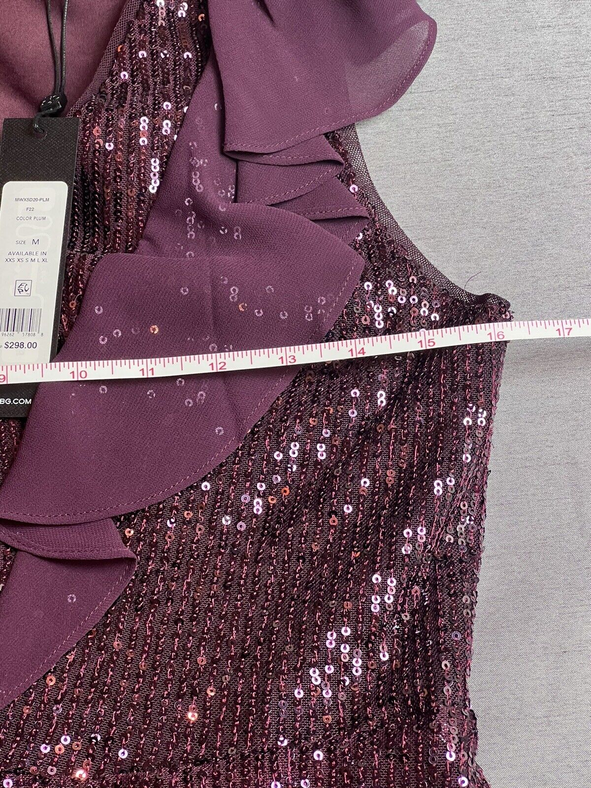 BCBG Women's Sequined Cocktail Dress Plum Burgundy Sz M $298 Retail