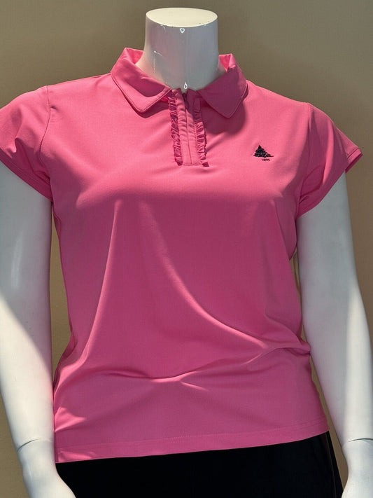 Birdies and Bows Women’s Shirt Neon Pink Golf Performance Polo Top Sz XL  (72)