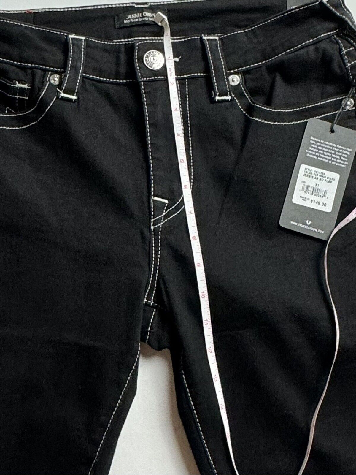 TRUE RELIGION Jenny Curvy JEANS Denim Stretch Women's Black Sz W31. (73)