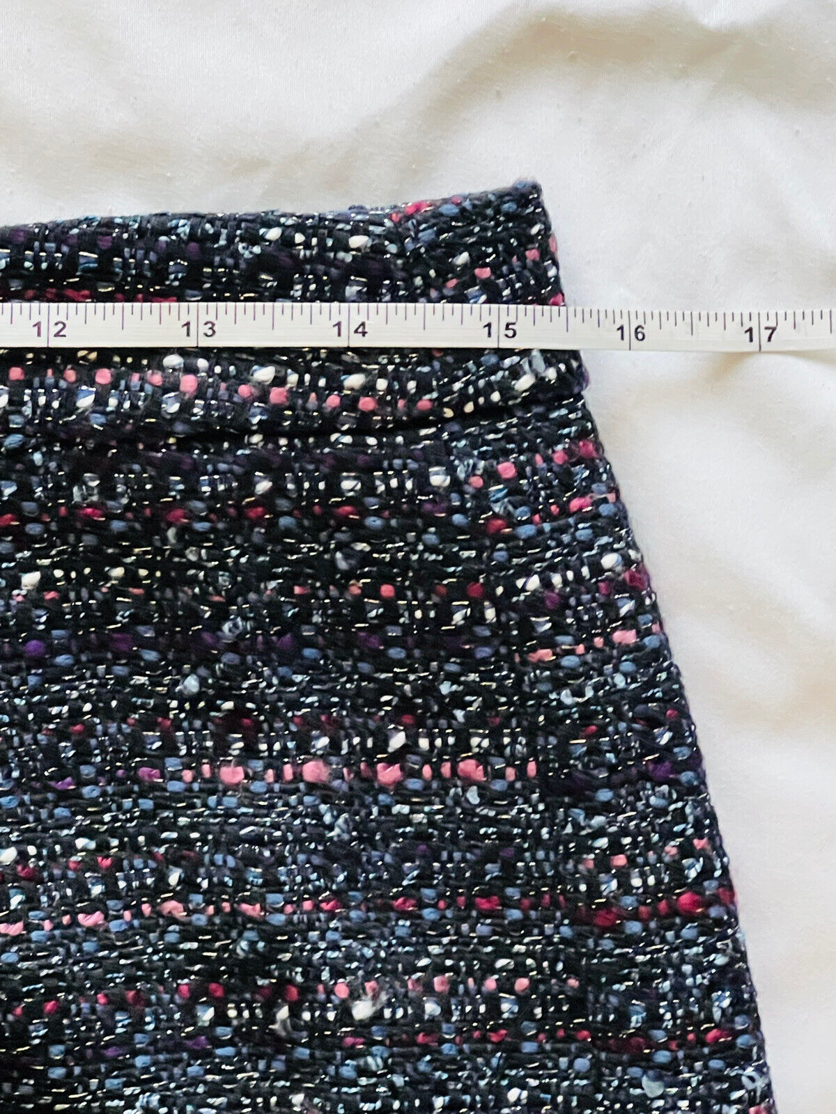 FOR THE REPUBLIC Women's Tweed Wool Blend Fringed-hem Pencil Skirt Sz 12 Multi