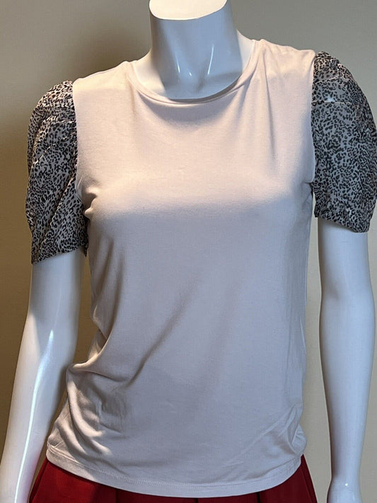 DKNY Women’s Short Sleeve W/ Leopard Print Top Pink Size S (5)