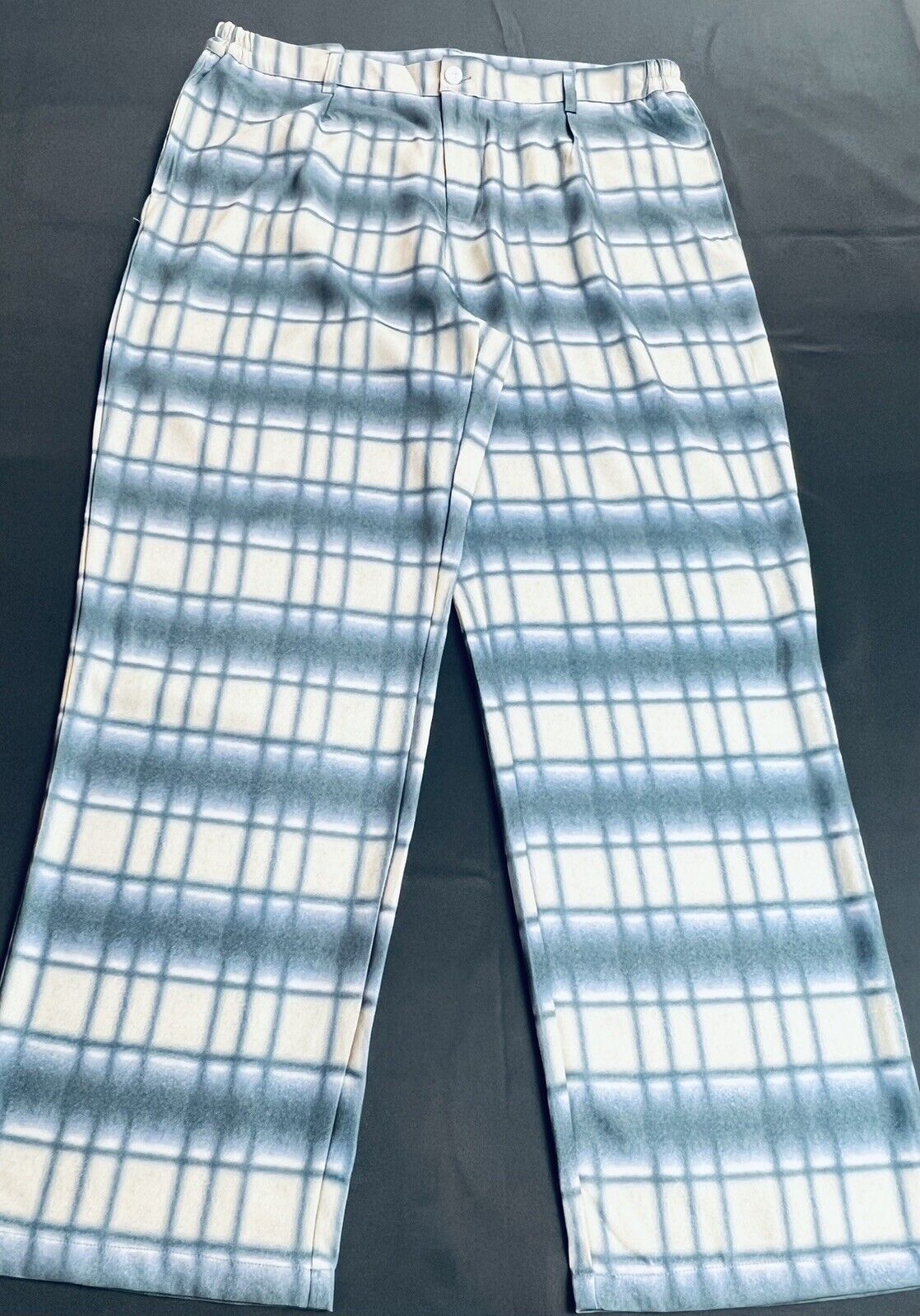 Women's Pants Sz XL Pull-On Polyester Plaid Blue