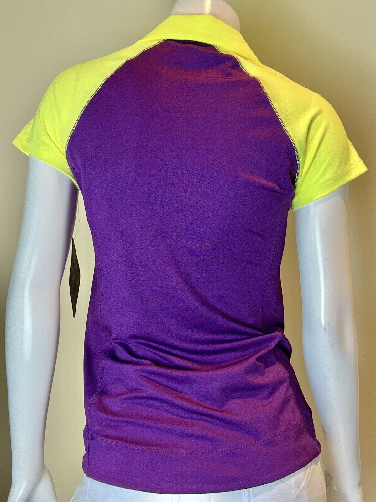 JOFIT Women's Golf Shirt/Top Purple w/neon green Collard Size S      (51)