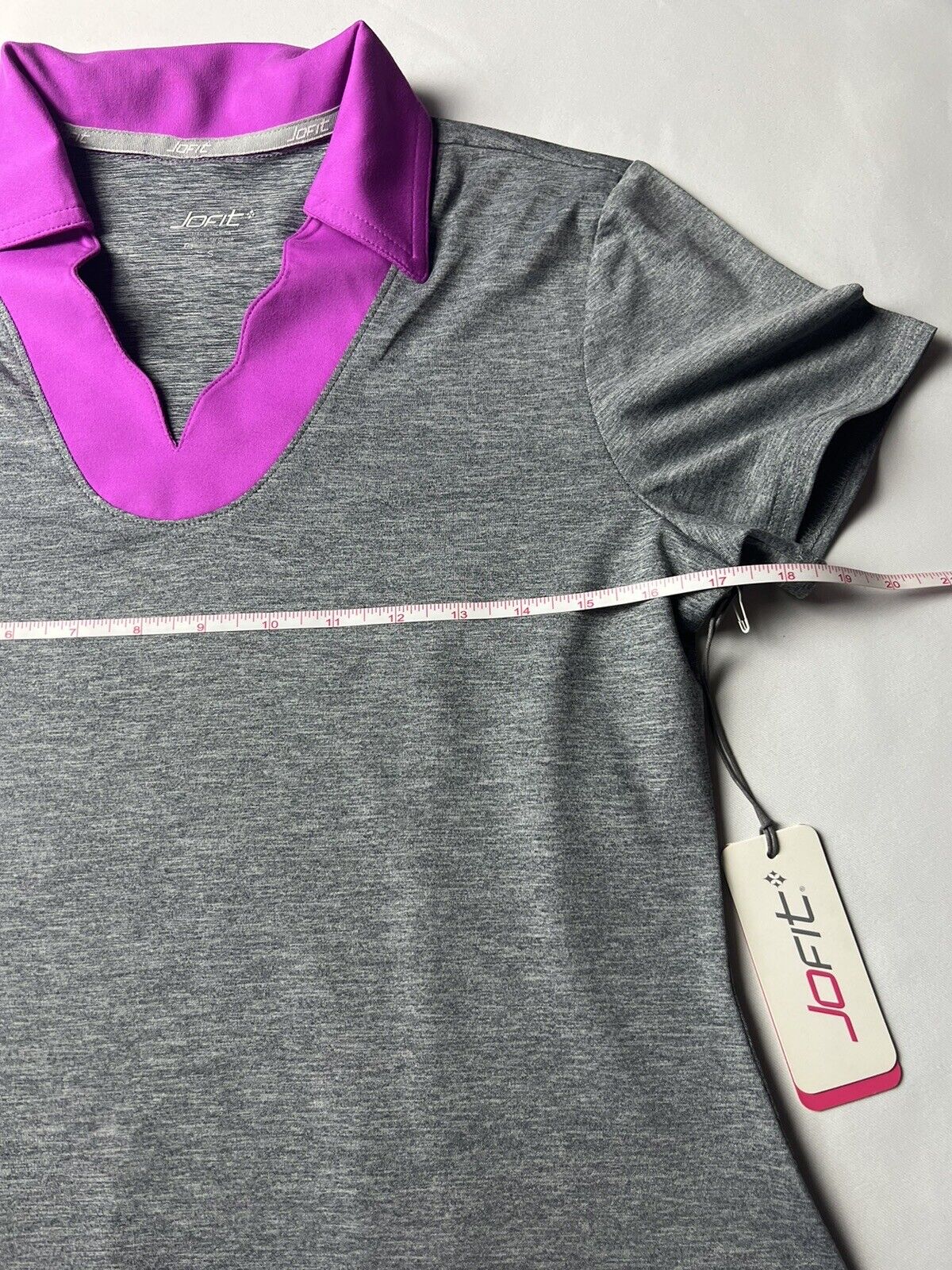 JOFIT Women's Golf Shirt/Top Gray Pink Collard Size S      (50)