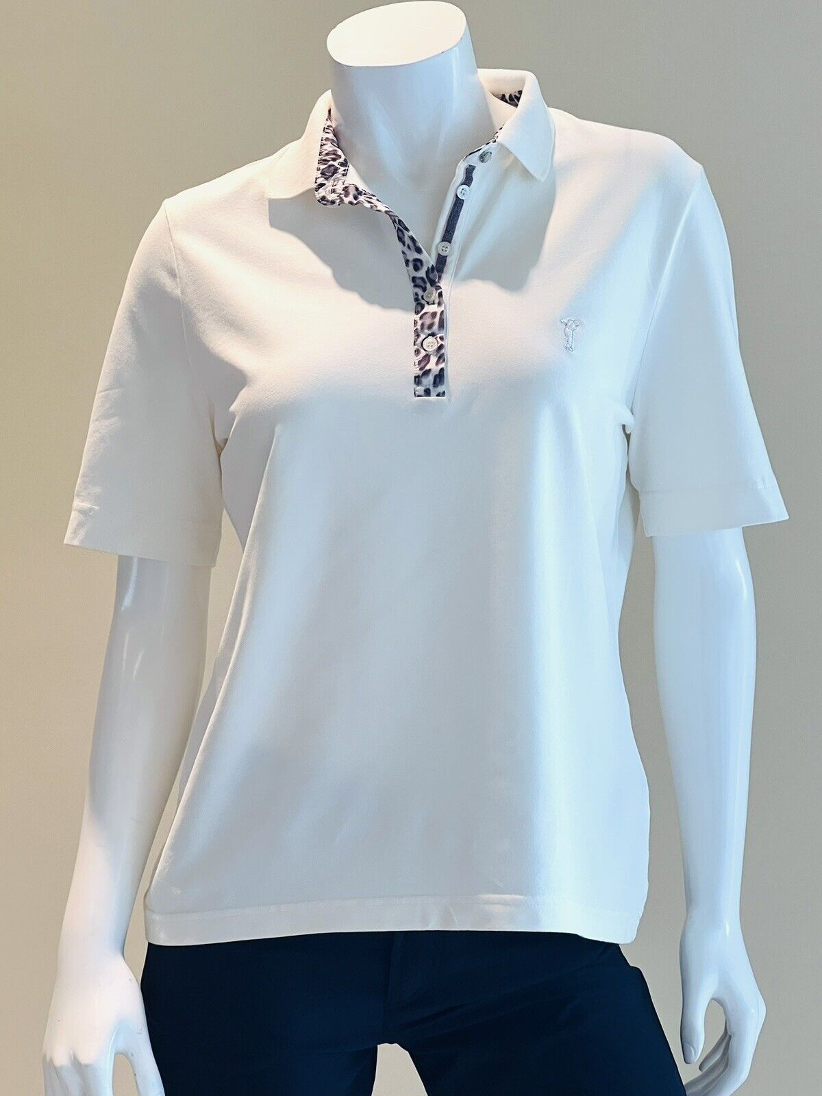 Golfino Womens Short Sleeve Golf Shirt Activewear Size 14 Ivory