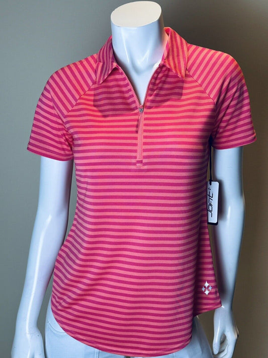 JOFIT Women's Golf Shirt/Top Red Pink Stripes Size S      (52)