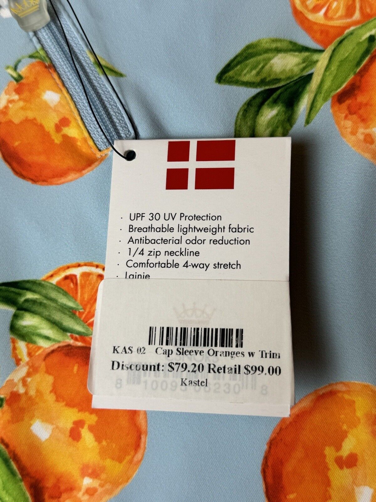 Kastel Denmark Oranges Pattern Blue Shirt Sz S. (77)