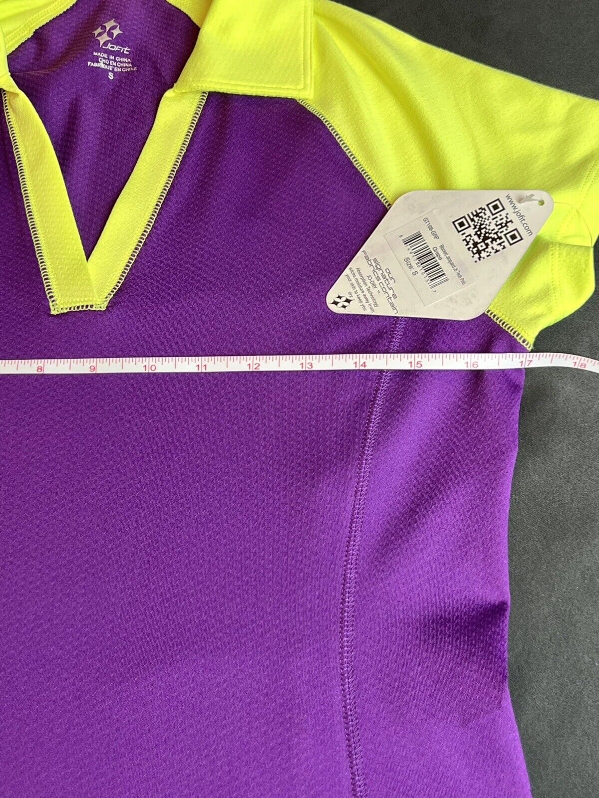 JOFIT Women's Golf Shirt/Top Purple w/neon green Collard Size S      (51)