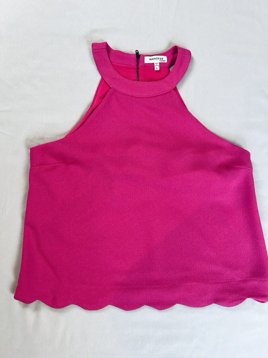 Montoeu Top Blouse Size L Pink Fuchsia