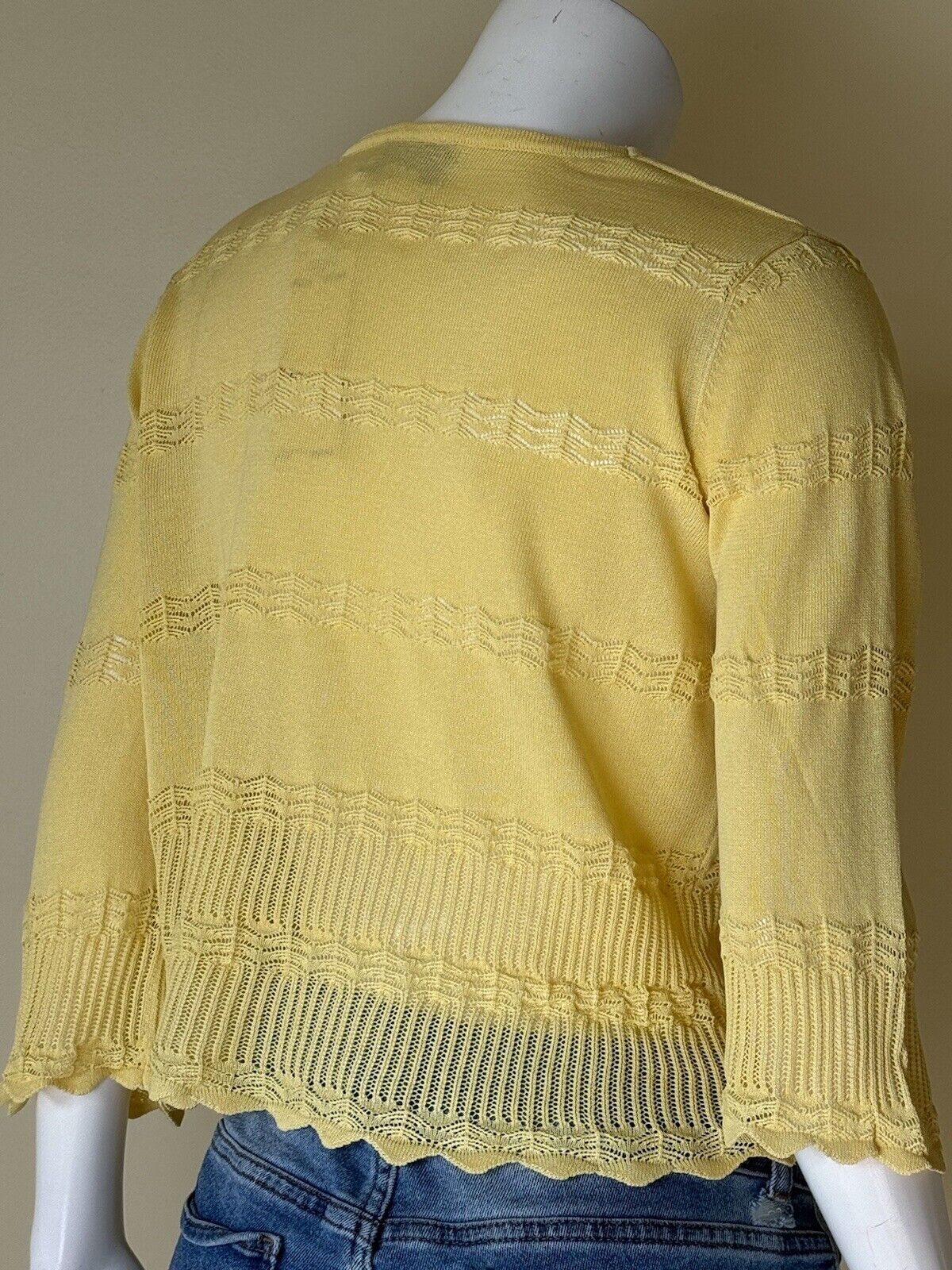 Alfred Dunner CLASSICS Yellow Cardigan Sweater Size PS