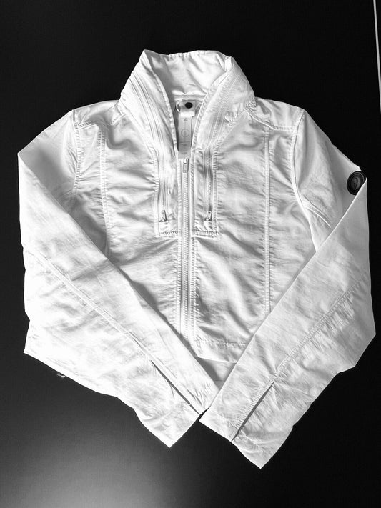 Level Wear Women's Golf Jacket Sz M White Full Zipper Hideaway Hoodie