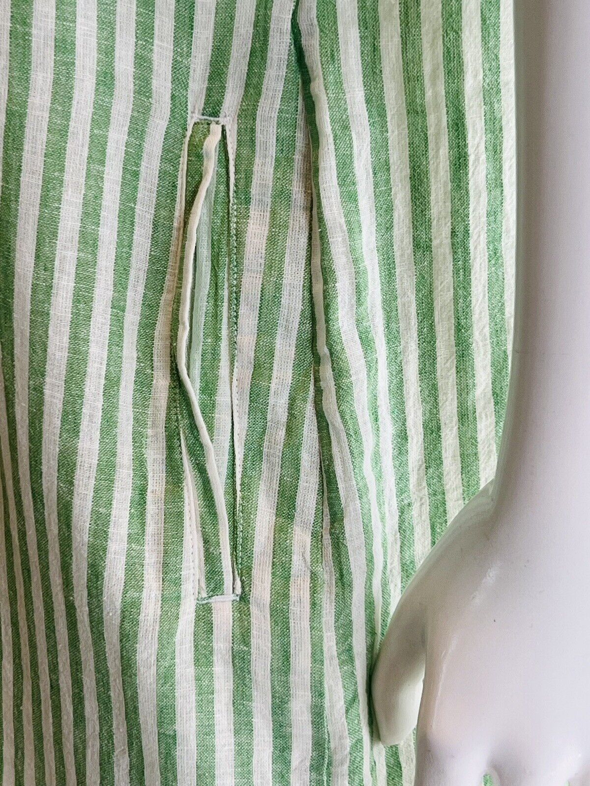 Beach Lunch Lounge Women’s Sz M Collar Lined Striped Green/White Dress (#1)