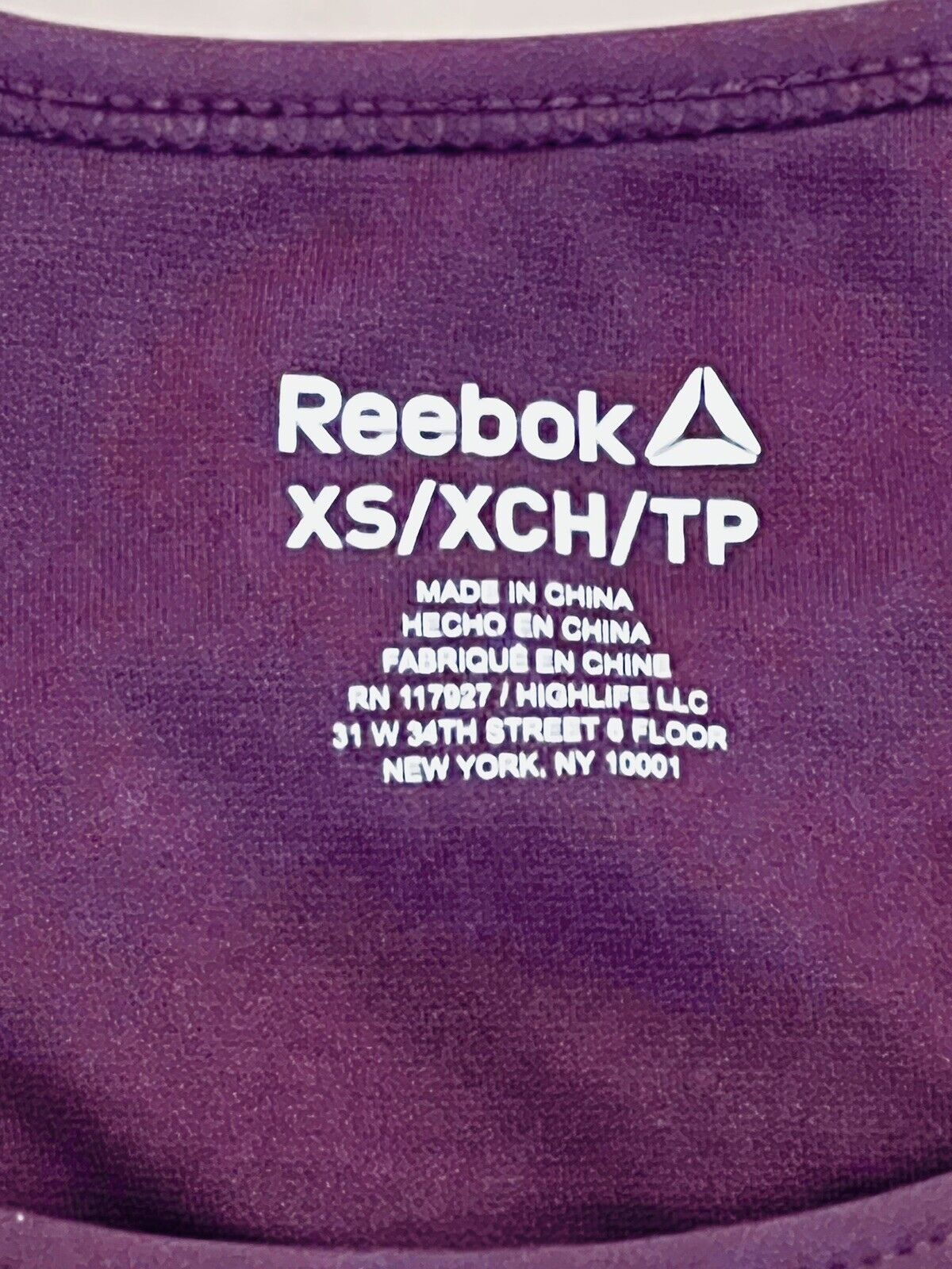 Womens Reebok Padded Sports Bra Burgundy Sz XS