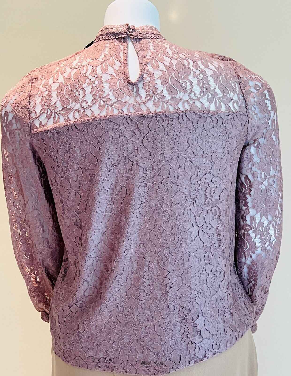 Cable & Gauge Women’s long sleeves Sz XL Lace Top Mauve Pink Blouse