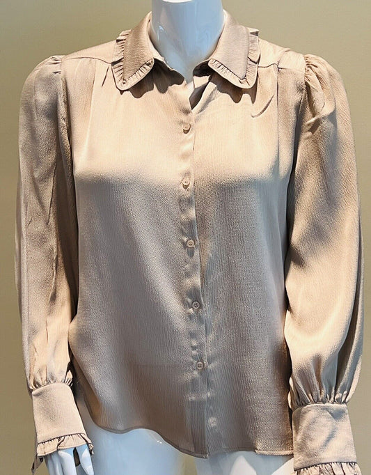 Max Studio Woman's Long Sleeve Top Size XL khaki Blouse