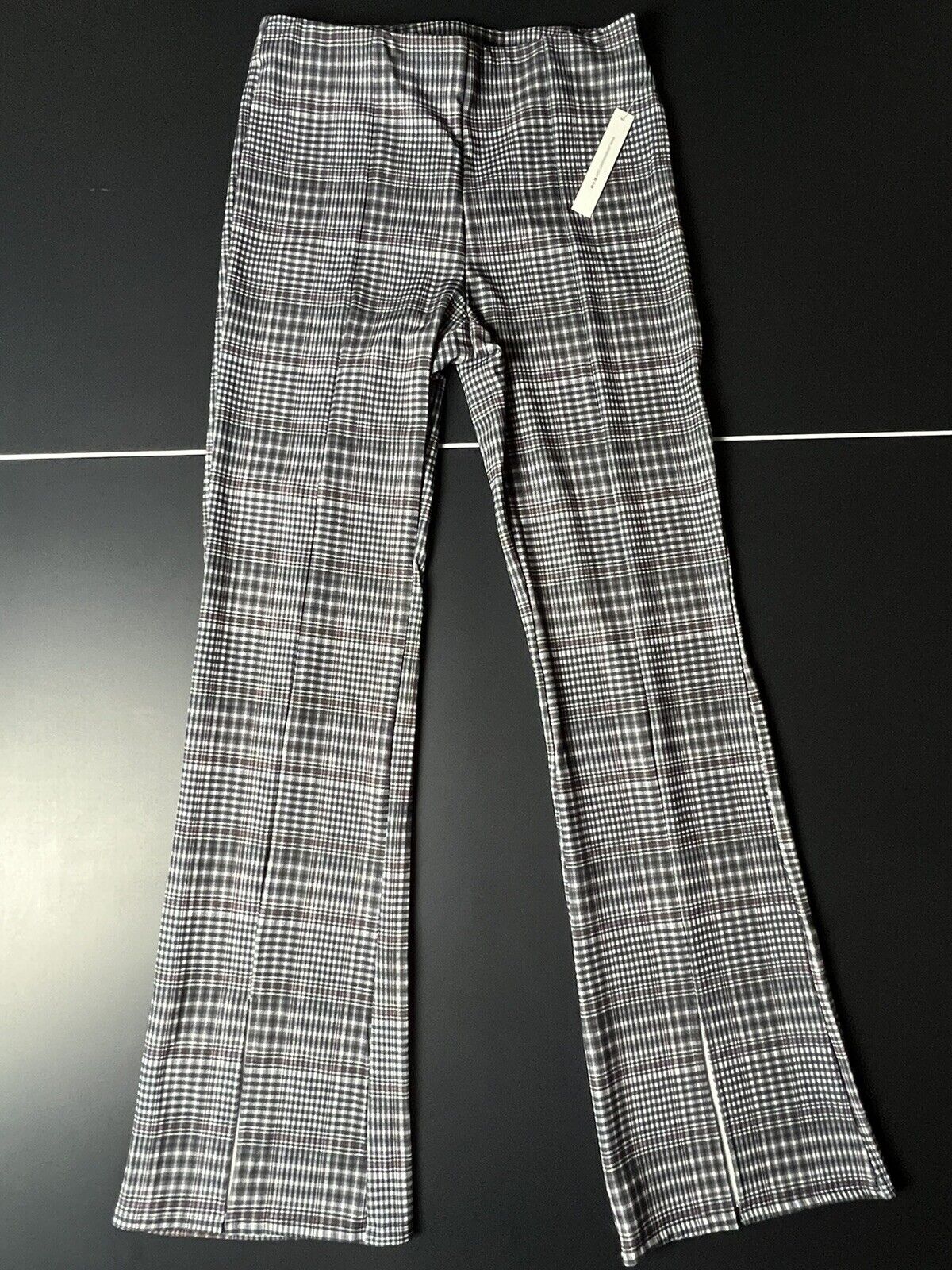 Joe B Women's Plaid Pants Sz L Multicolor Elastic Waist Split Hem