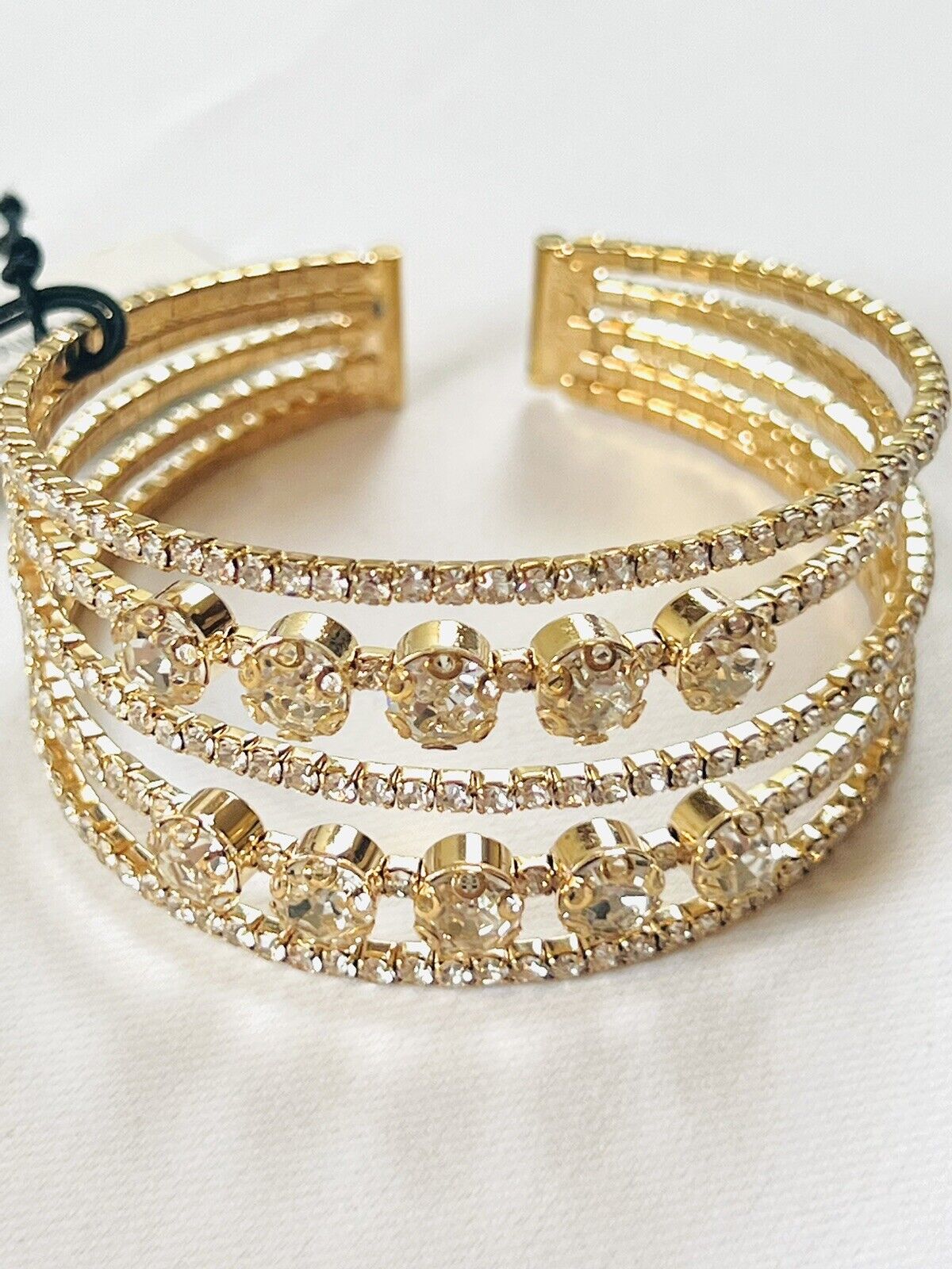 Natasha Cuff Bracelet Gold Tone Rhinestone