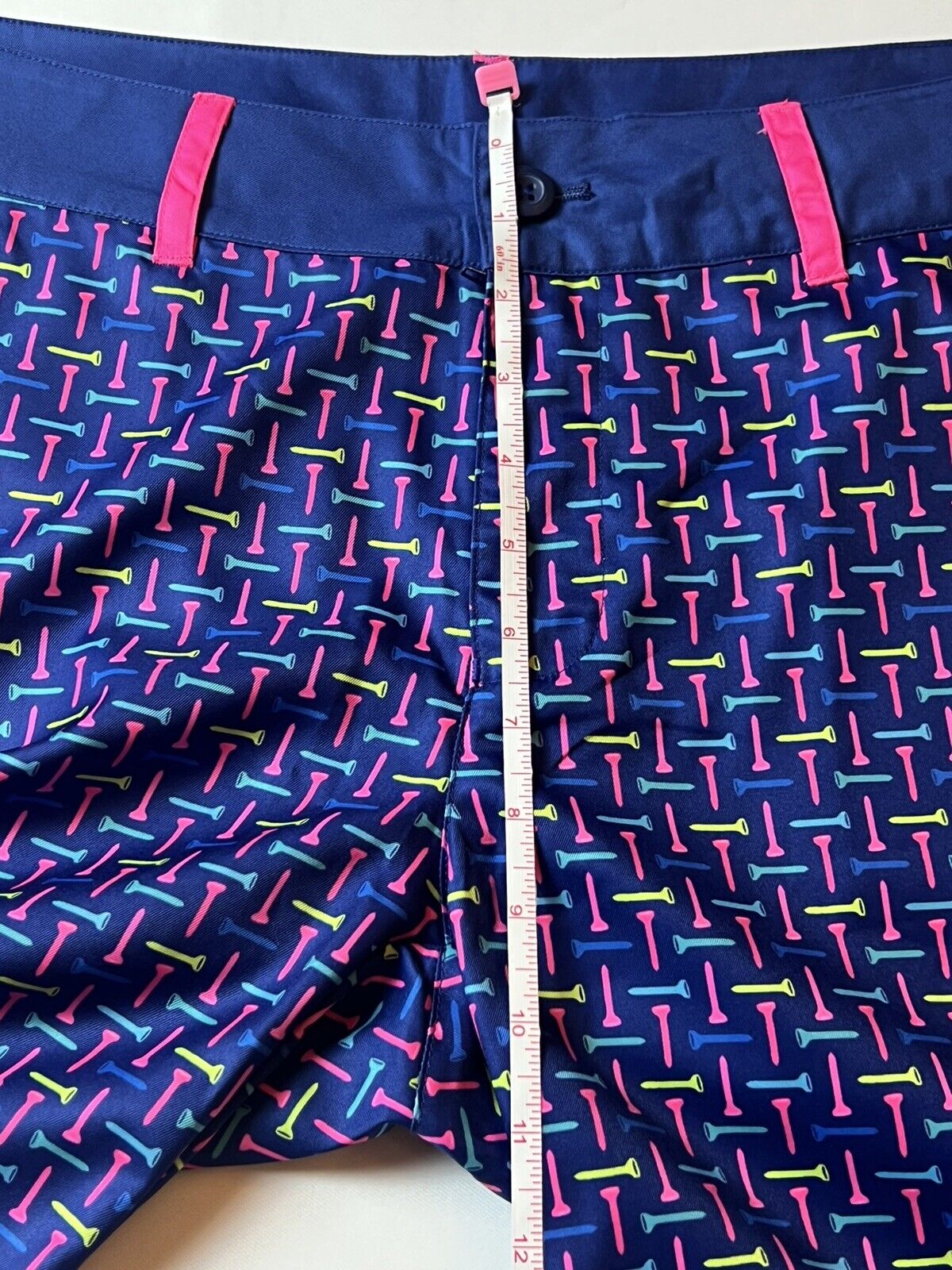 Birdies And Bows Women’s Multicolor Pink Blue Golf Shorts Size 8   —(18)