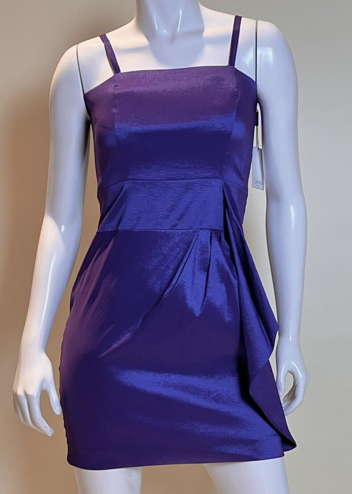 Calvin Klein Women's Metallic Purple Sleeveless Sheath Dress Size 4