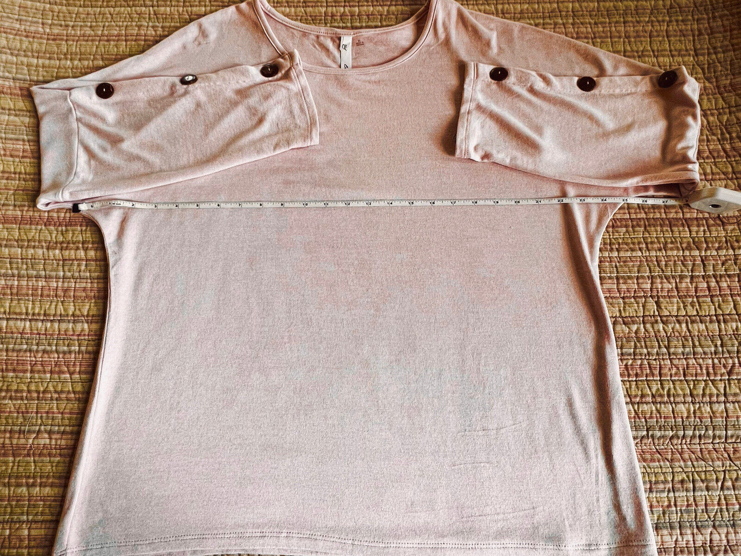 NY Collection Knit Top Size XL Pink Round Neck Blouse