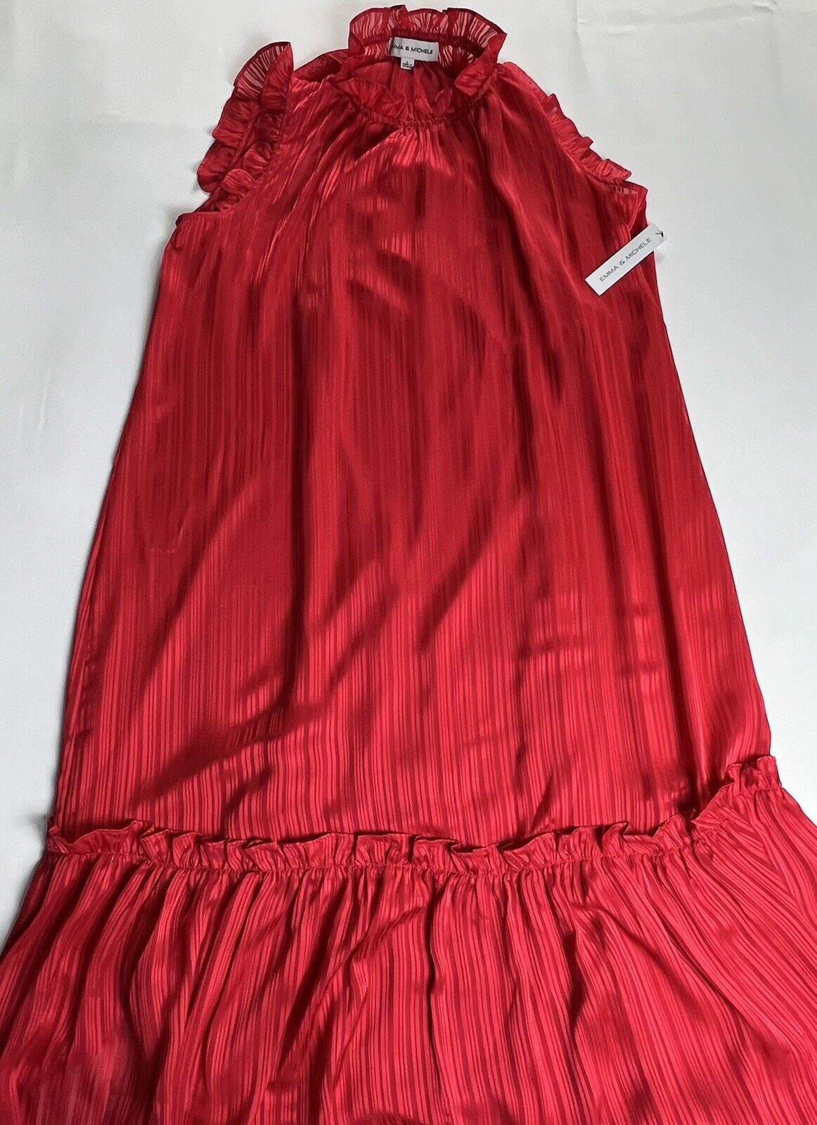 Emma & Michele Women’s Red Halter Maxi Pleated Dress-size L