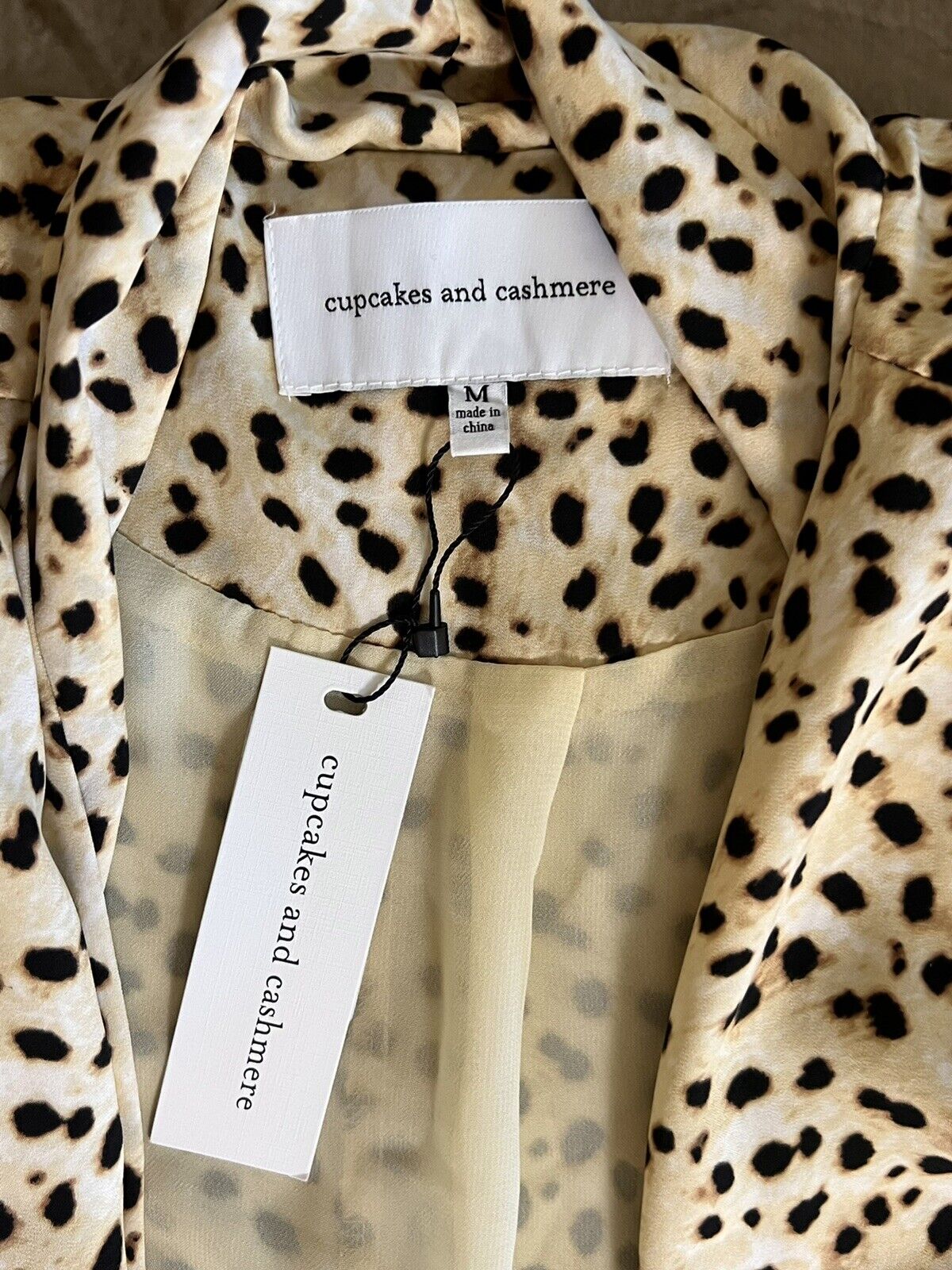 Cupcakes and Cashmere Arianne Cheetah Leo Dot Duster Coat Sz M $128 MSRP