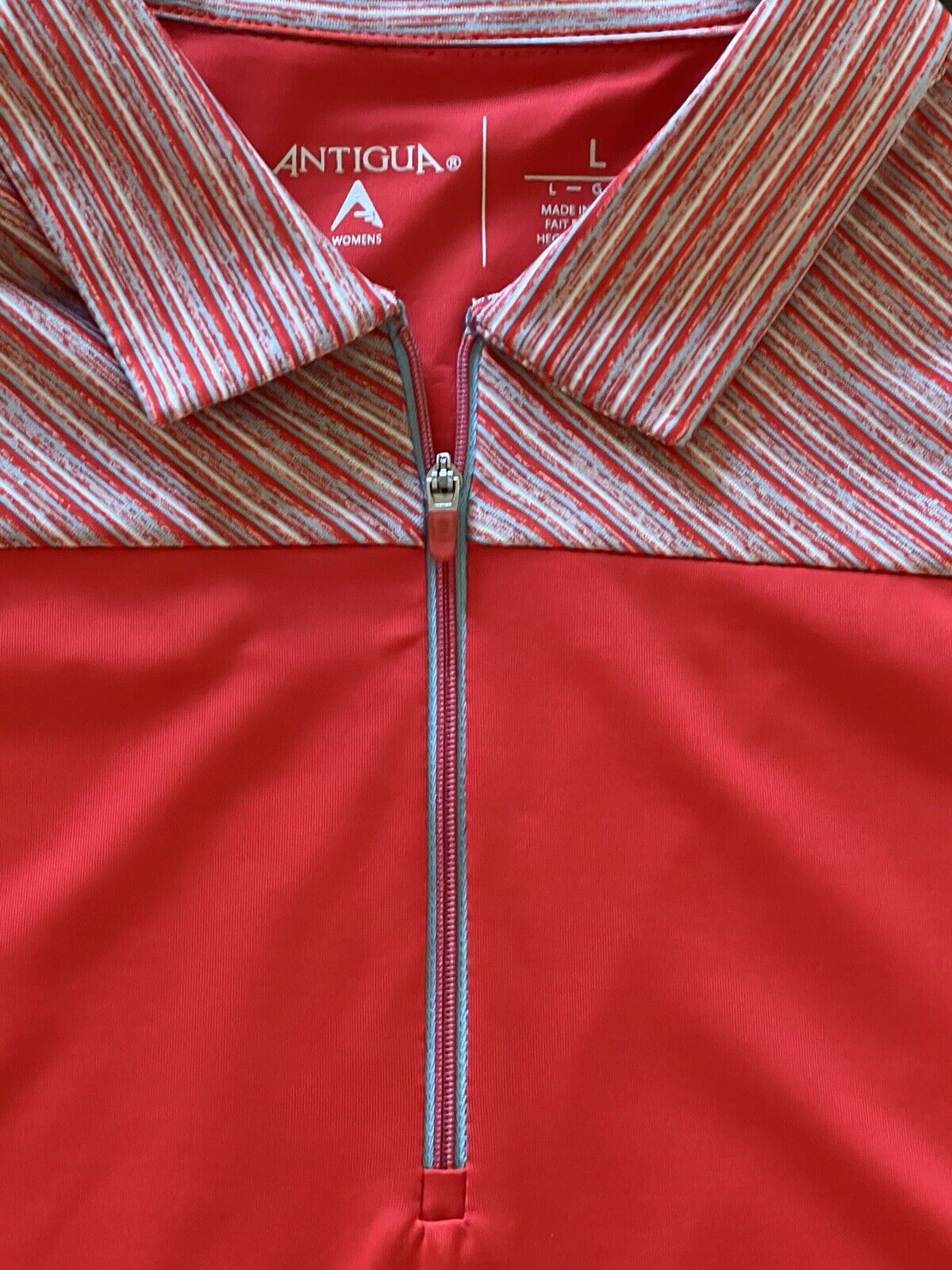 Antigua Women’s Golf Polo Red Shirt Sz L