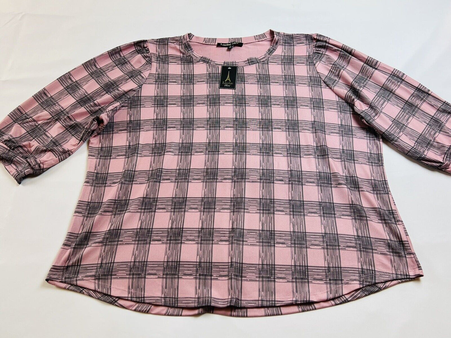 Louise Paris Women’s Blouse Pink Black Check Size 3X Top