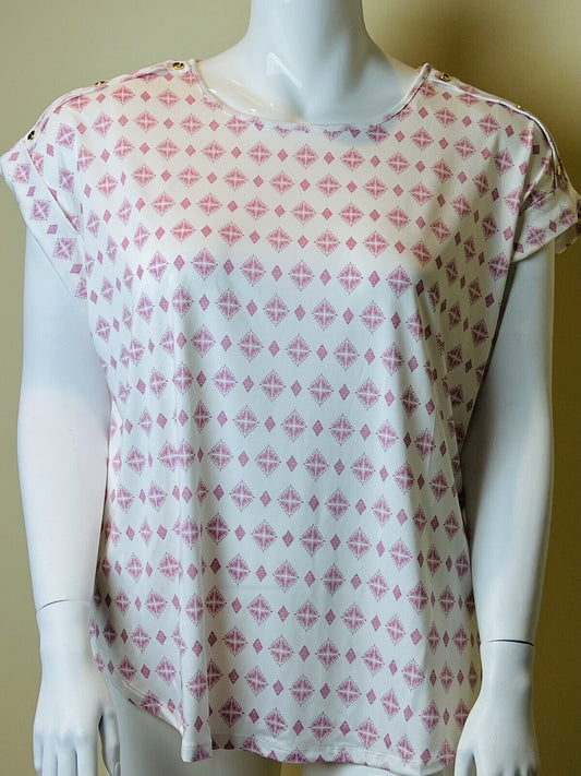 AUW Women’s Pink Short Sleeve Blouse Sz 2X top