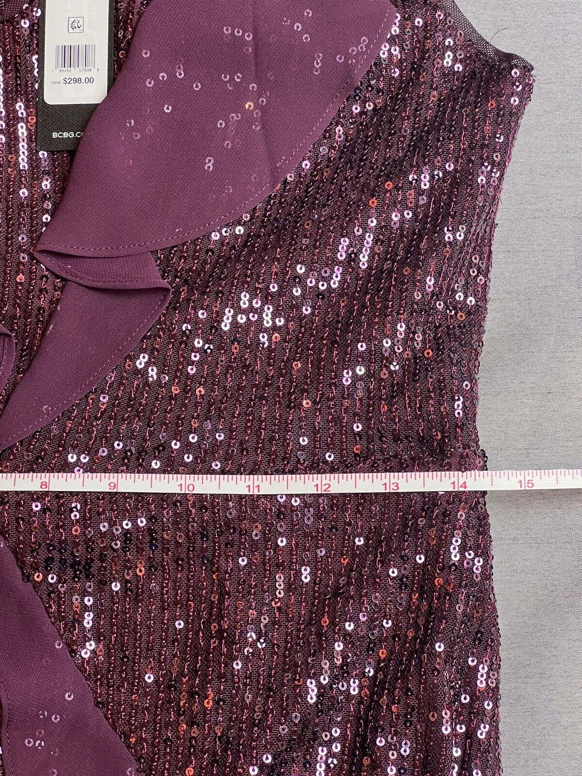 BCBG Women's Sequined Cocktail Dress Plum Burgundy Sz M $298 Retail