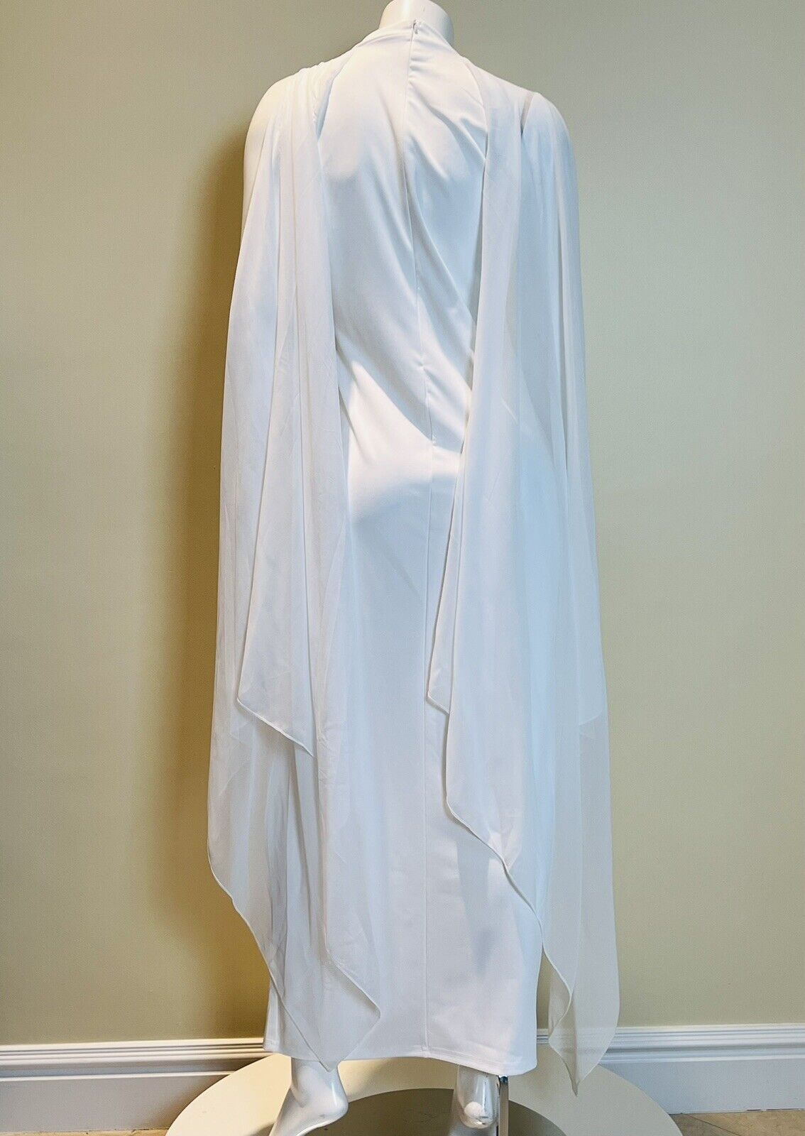 Women’s Sz L White Kimono Lace Sleeveless Long Dress (6)