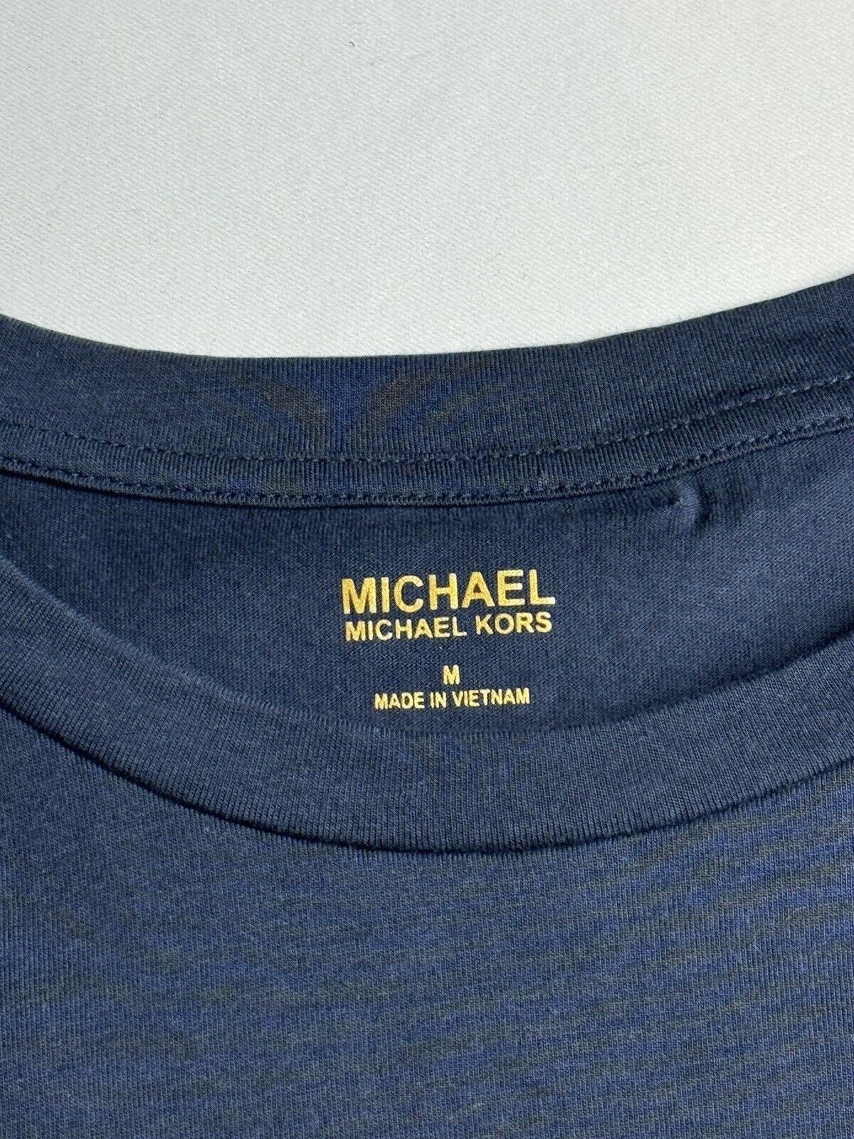 Michael Kors Women’s Shirt Navy Gold Logo Size L Top.   (60)