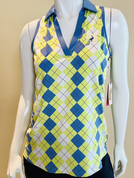 Jofit Women’s Size M Sleeveless Plaid V-Neck Golf Shirt (11)